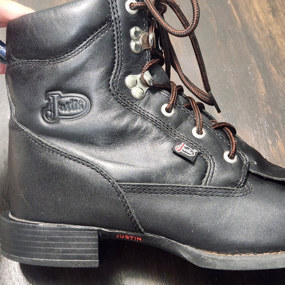 Justin Women's Western Black Leather Kiltie George Strait Boots 8.5 B L606 - Picture 6 of 10